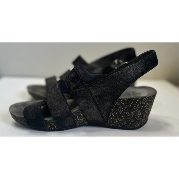 DANKSO Women's Stacey Metallic Black Wedge Cord Sole Velcro Closure Size 38 - Picture 4 of 9